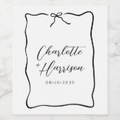 Whimsical Script Border Wedding Wijn Etiket (Enkel label)