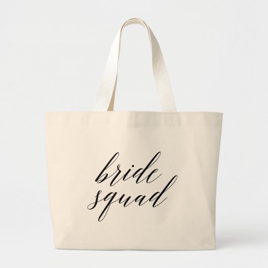 Whimsical Script Bride Squad Bachelorette Canvas t Grote Tote Bag (Voorkant)