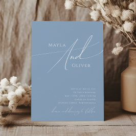 Whimsical Script | Casual donkerblauw huwelijk Kaart