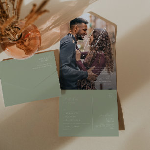 Whimsical Script Casual foto's plakken en verzen All In One Uitnodiging