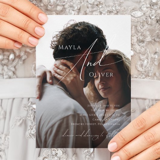 Whimsical Script | Casual zwart-fotohuwelijk Kaart