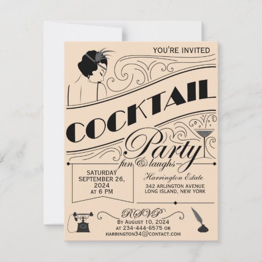 Whimsical script cocktail party uitnodiging (Voorkant)