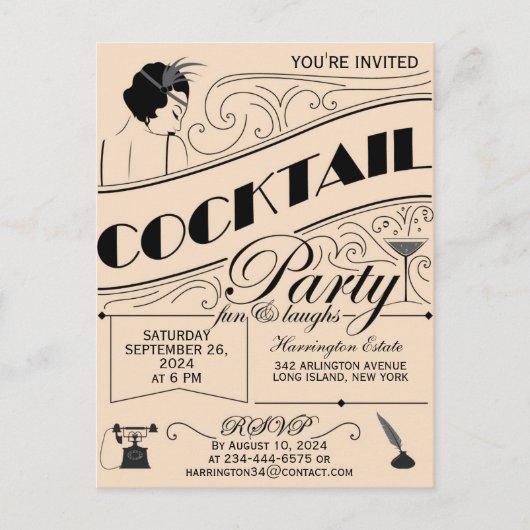 Whimsical script Cocktail party uitnodiging (Voorkant)