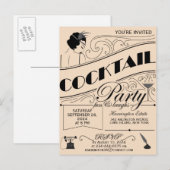 Whimsical script Cocktail party uitnodiging Briefkaart (Voorkant / Achterkant)