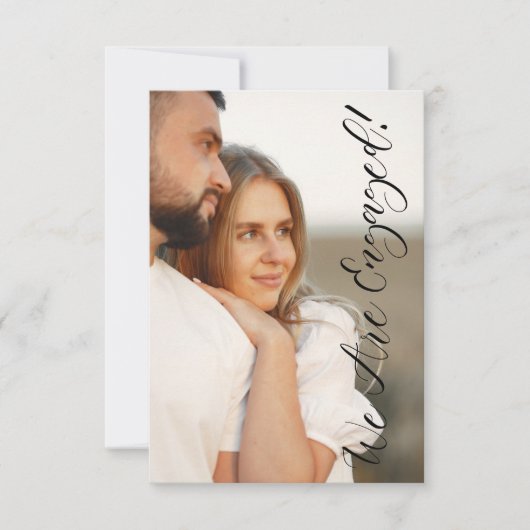 Whimsical Script Custom Photo Couple Engagement Kaart (Voorkant)
