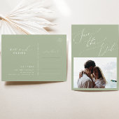 Whimsical Script | De groene foto van de Sage bewa Uitnodiging Briefkaart