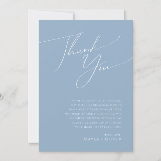 Whimsical Script | Dusty Blue 5"x7" - Hartelijk da (Voorkant)