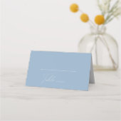 Whimsical Script | Dusty Blue Folded Plaatskaartje (Voorkant)