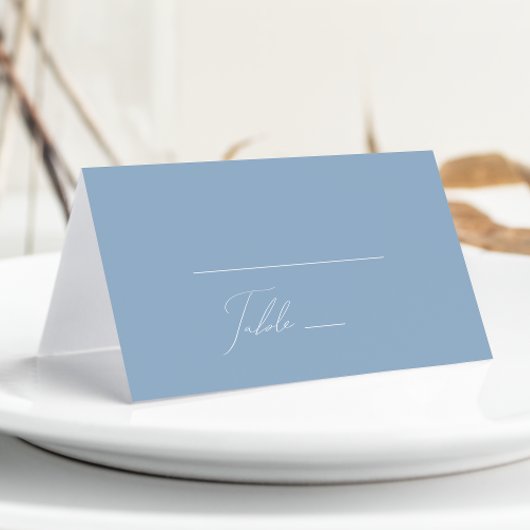 Whimsical Script | Dusty Blue Folded Plaatskaartje