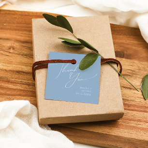 Whimsical Script Dusty Blue Hartelijk dank voor Bedankjes Labels