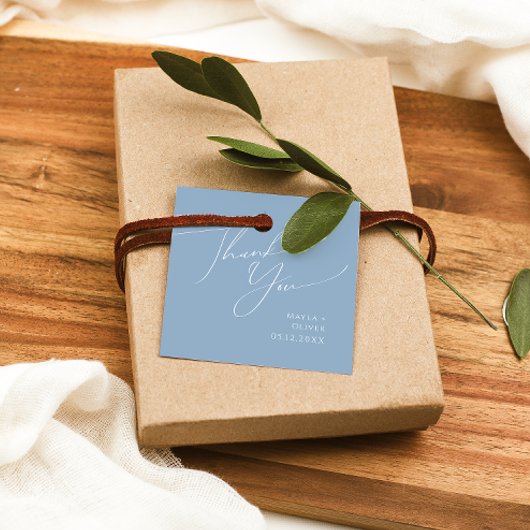 Whimsical Script | Dusty Blue Hartelijk dank voor Bedankjes Labels