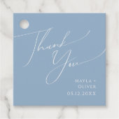 Whimsical Script | Dusty Blue Hartelijk dank voor Bedankjes Labels (Voorkant)