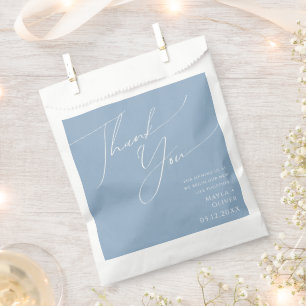 Whimsical Script Dusty Blue Hartelijk dank voor Bedankzakje