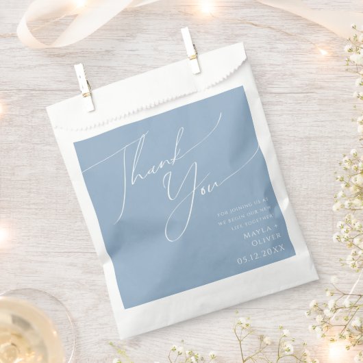 Whimsical Script | Dusty Blue Hartelijk dank voor Bedankzakje (Geknipt)