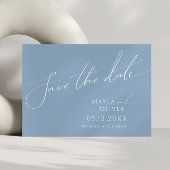 Whimsical Script | Dusty Blue Horizontal Save The Date