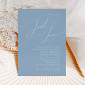 Whimsical Script | Dusty Blue Just Love Wedding Kaart