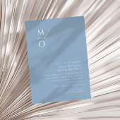 Whimsical Script | Dusty Blue Monogram Weddenschap Kaart