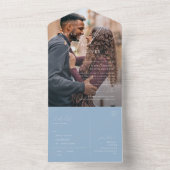 Whimsical Script | Dusty Blue Photo Seal and Send All In One Uitnodiging (Binnen)