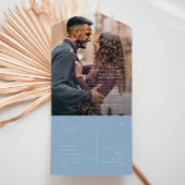 Whimsical Script | Dusty Blue Photo Seal and Send All In One Uitnodiging