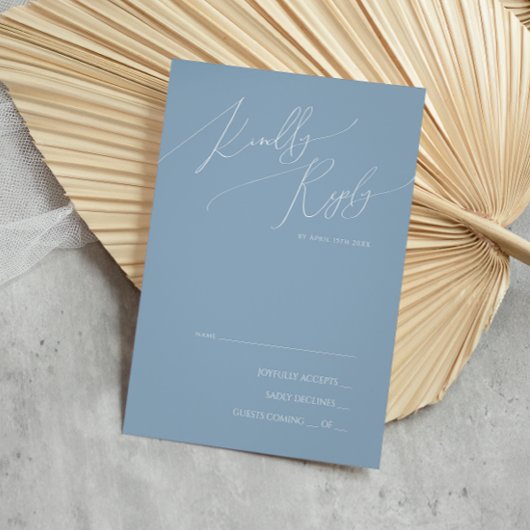 Whimsical Script | Dusty Blue RSVP-kaart RSVP Kaartje