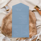 Whimsical Script | Dusty Blue Seal and Send All In One Uitnodiging