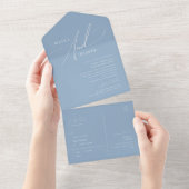 Whimsical Script | Dusty Blue Seal and Send All In One Uitnodiging (Afscheurbaar)