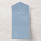 Whimsical Script | Dusty Blue Seal and Send All In One Uitnodiging (Binnen)