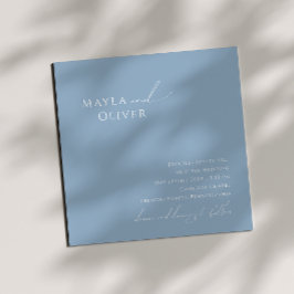 Whimsical Script | Dusty Blue Square Weddenschap Kaart