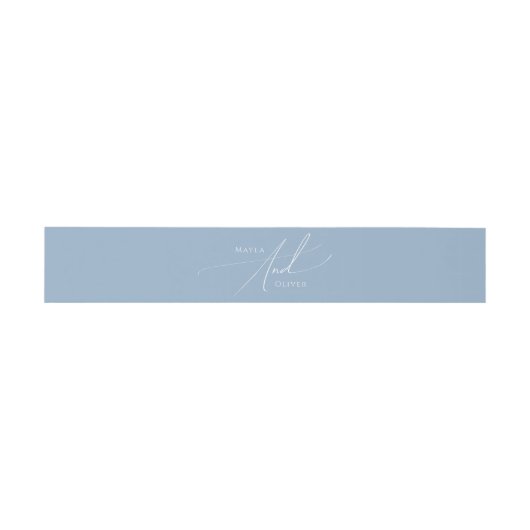 Whimsical Script | Dusty Blue Uitnodigingen Wikkel (Vlak)