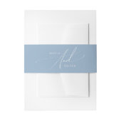 Whimsical Script | Dusty Blue Uitnodigingen Wikkel (Voorkant Voorbeeld)