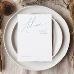 Whimsical Script | Dusty Blue Wedding Advieskaart<br><div class="desc">Introductie van ons verbluffende whimsical script | stoffige blauwe trouwerij-advieskaart perfect voor je eenvoudige moderne boho-lenteviering. Ons elegante ontwerp omvat een levendig helder, pastelkleurpalet met een chic calligraphy script. Of u nu de voorkeur geeft aan een minimalistische of klassieke stijl, ons unieke bewerkbare product biedt luxe en elegantie, ideaal voor...</div>