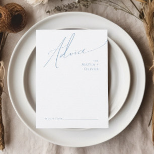 Whimsical Script Dusty Blue Wedding Advieskaart