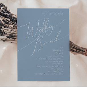 Whimsical Script   Dusty Blue Wedding Brunch Kaart