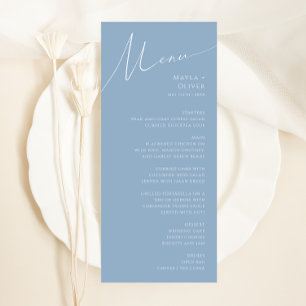 Whimsical Script   Dusty Blue Wedding Dinner Menu