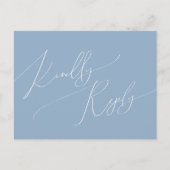 Whimsical Script | Dusty Blue Wedding RSVP Briefkaart (Voorkant)