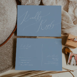 Whimsical Script   Dusty Blue Wedding RSVP Briefkaart