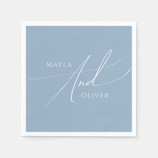 Whimsical Script | Dusty Blue Wedding Servet (Voorkant)