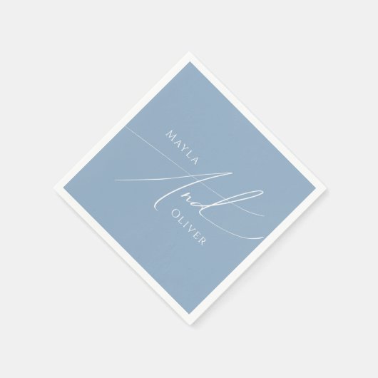 Whimsical Script | Dusty Blue Wedding Servet (Hoek)