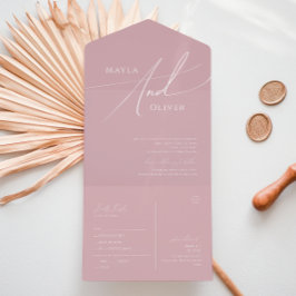 Whimsical Script | Dusty Roos Casual Seal and Send All In One Uitnodiging