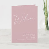Whimsical Script | Dusty Roos Folded Wedding Programma (Voorkant)