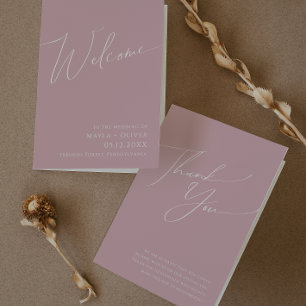 Whimsical Script   Dusty Roos Folded Wedding Programma