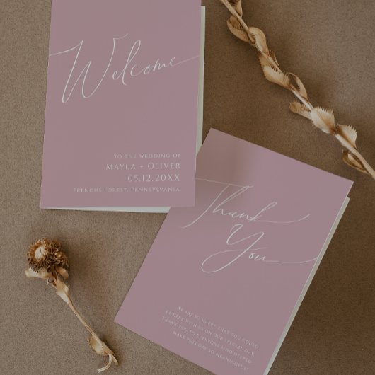 Whimsical Script | Dusty Roos Folded Wedding Programma