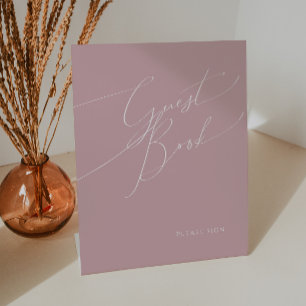 Whimsical Script   Dusty Roos Guest Book Reclamebord Met Voetstuk