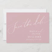Whimsical Script | Dusty Roos horizontaal Save The Date (Voorkant)