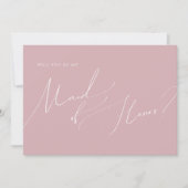 Whimsical Script | Dusty Roos Maid of Honor Kaart (Voorkant)