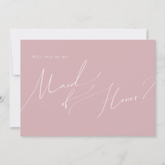 Whimsical Script | Dusty Roos Maid of Honor Kaart (Voorkant)
