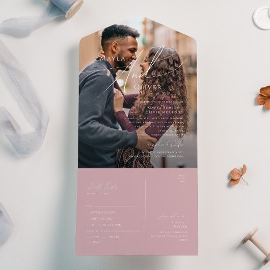 Whimsical Script | Dusty Roos Photo Seal and Send All In One Uitnodiging