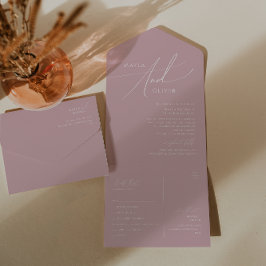 Whimsical Script | Dusty Roos Seal and Send All In One Uitnodiging