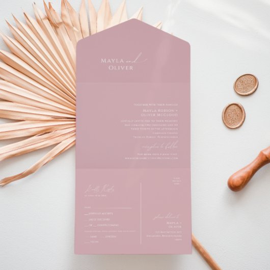 Whimsical Script | Dusty Roos Seal and Send All In One Uitnodiging