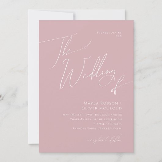 Whimsical Script | Dusty Roos the Wedding of Kaart (Voorkant)